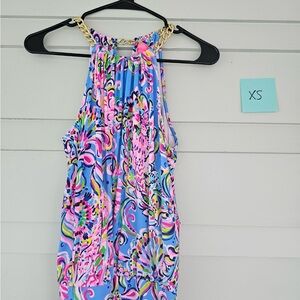 Lilly Pulitzer Colorful Halter Dress with Chain Detail